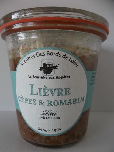 Paté de Lièvre 200 Gr aux Cèpes et Romarin La Bourriche aux Appétits